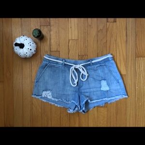 Aerie Drawstring Chambray Shorts